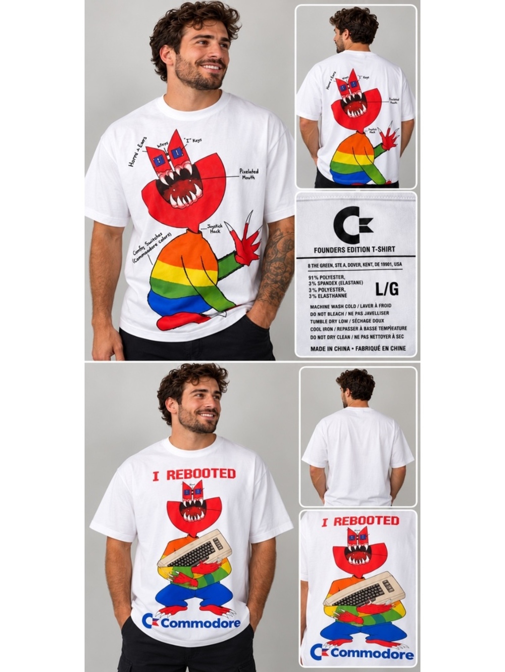 Commodore I Rebooted White Graphic T Shirt Size L